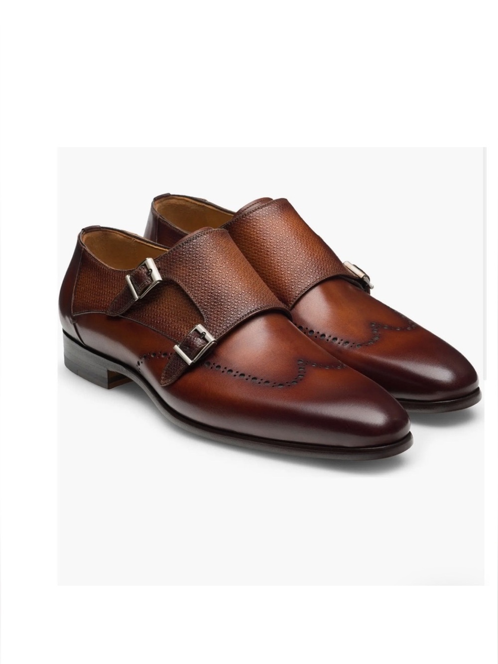 Magnanni Zamir Wingtip Double Monk Strap men size 11.5 Color: Cognac gently used